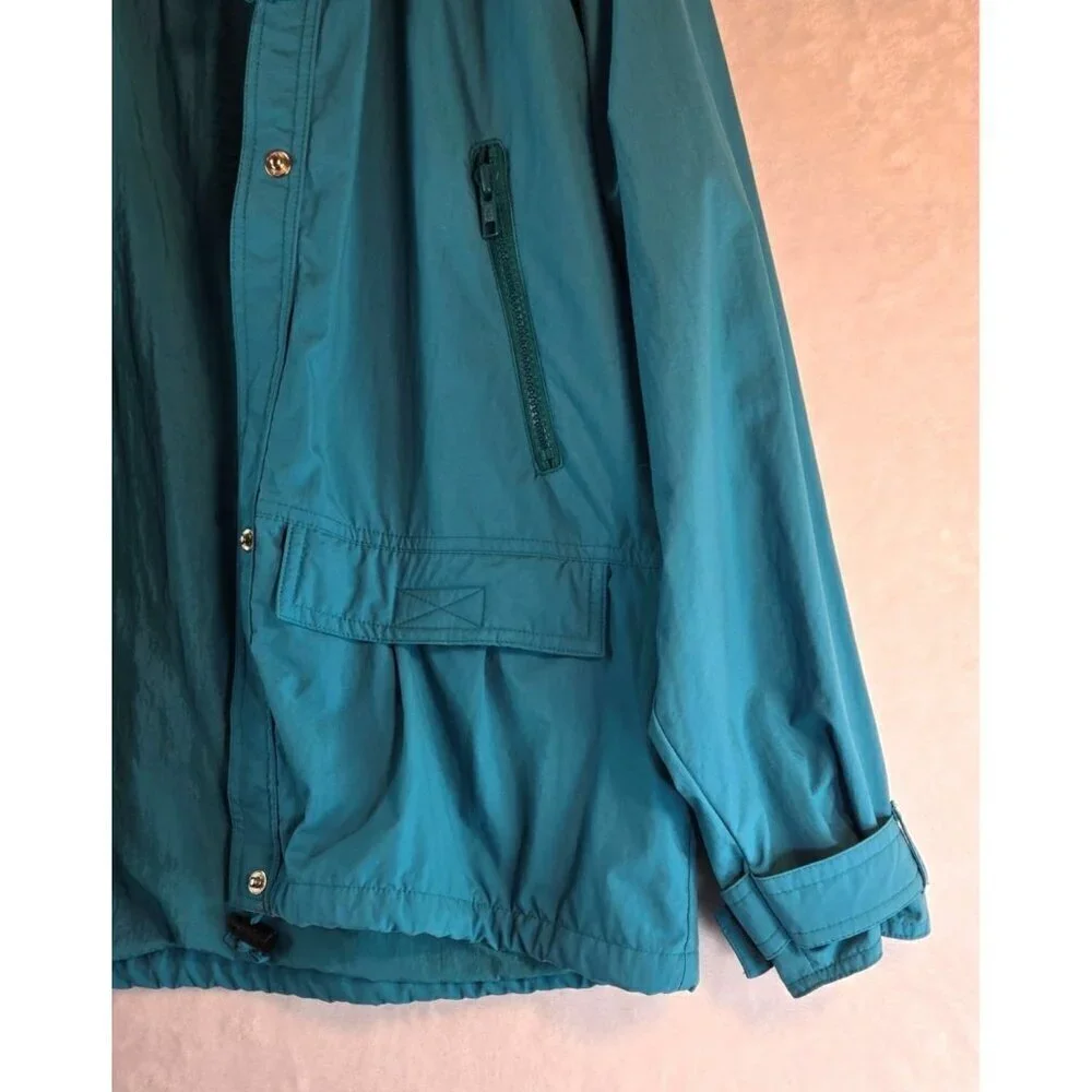 LL Bean Windbreaker Jacket Team M Ski Hidden Hood Pockets All Seasons Vtg Coat